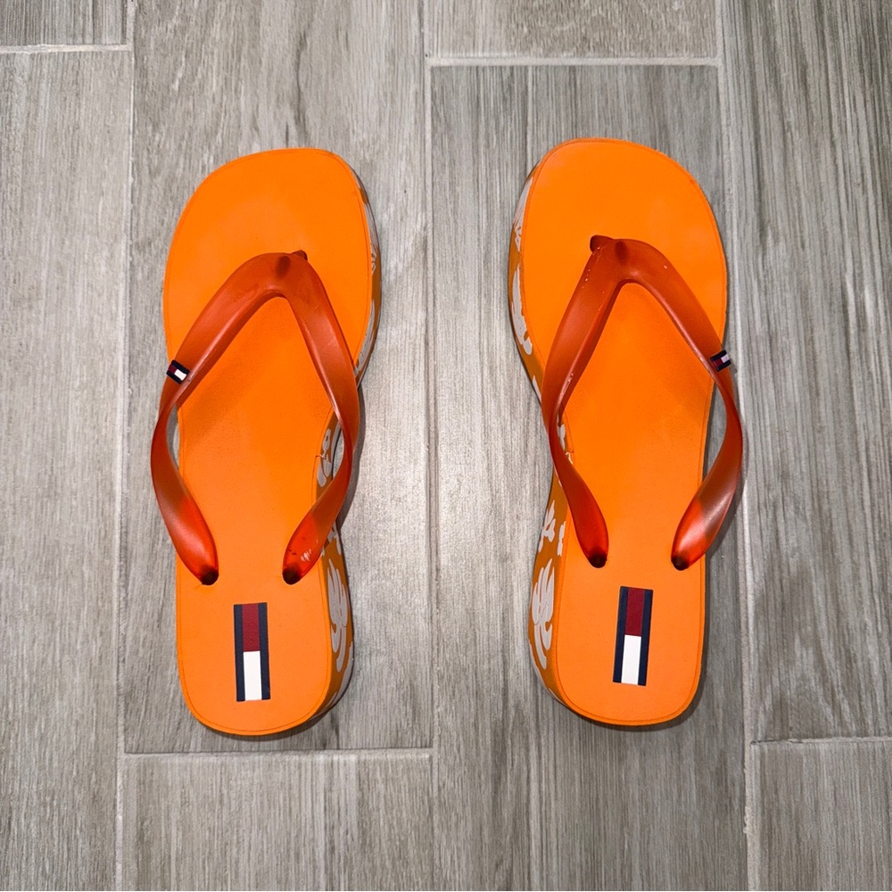 Tommy Hilfiger Vibrant Orange Platform Flip Flops